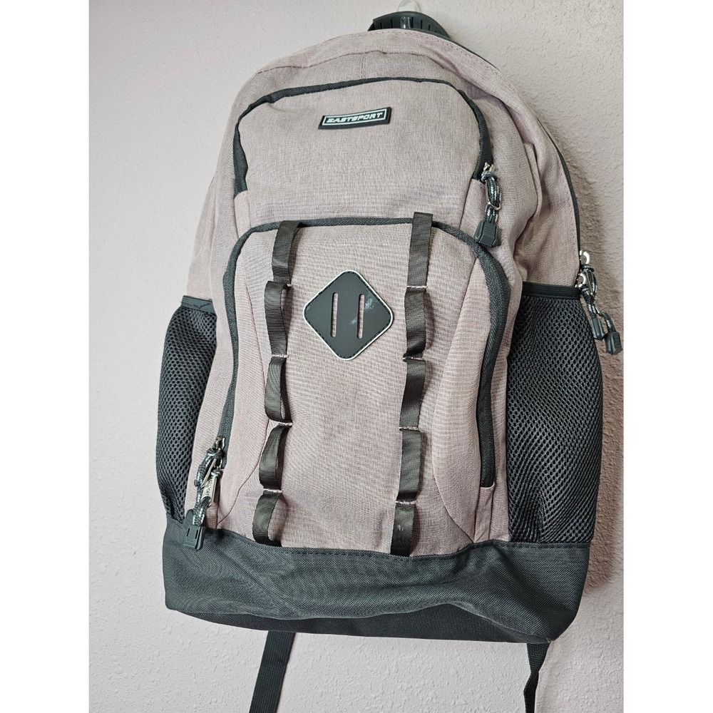 Eastsport Pink‎ Gray Heathered Multi-Pocket Backpack School Travel Bag